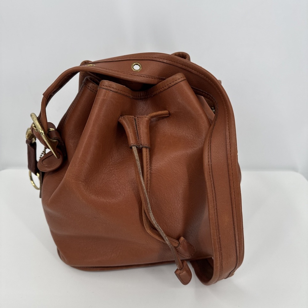 Vintage Coach Brown Leather Drawstring Bucket Bag 9952 Made in USA